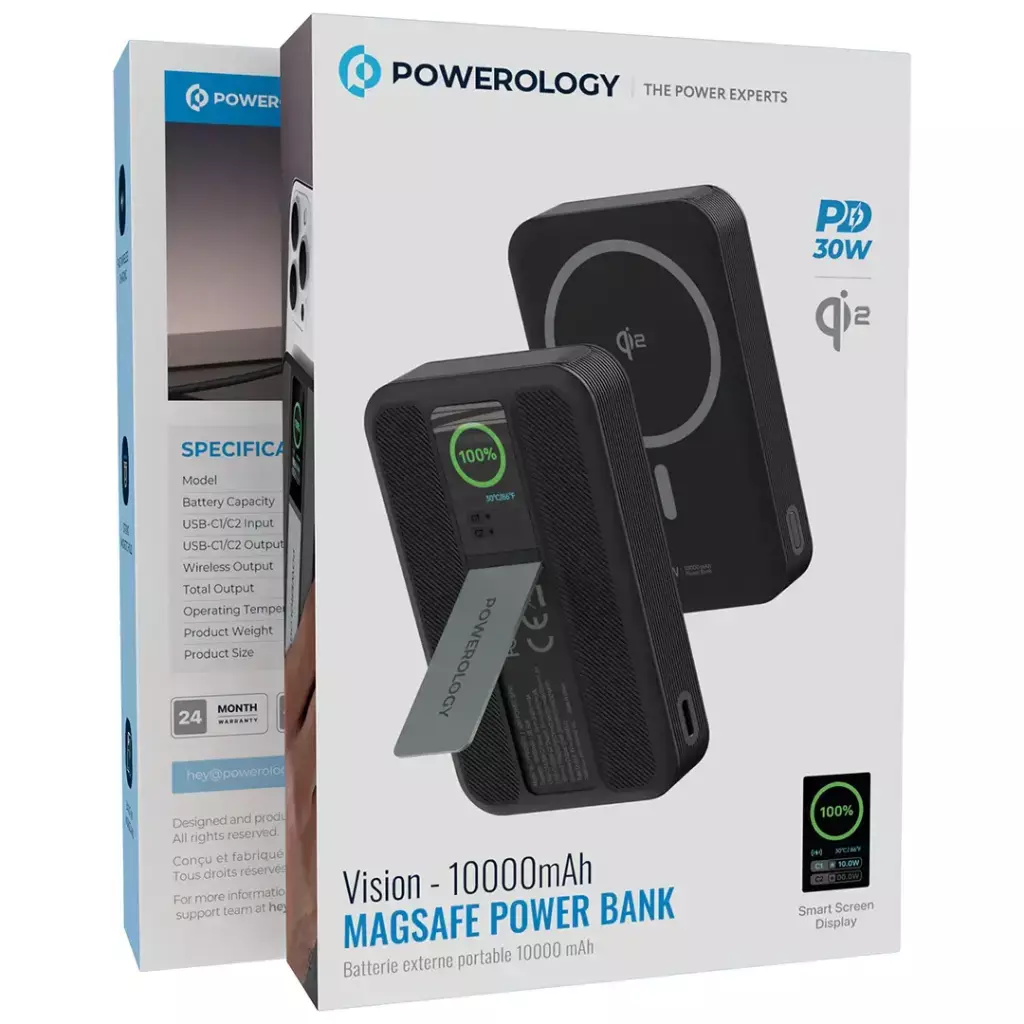 Powerology Vision - Qi2 10000mAh MagSafe Power Bank