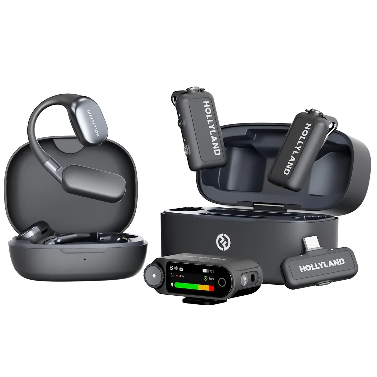 Hollyland LARK MAX 2 Ultimate Combo 2-Person Wireless Microphone System for Cameras and Mobile Devices (Space Gray, 2.4 GHz)